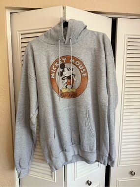 Disney Gray Hoodie with Orange & Yellow Mickey Graphic